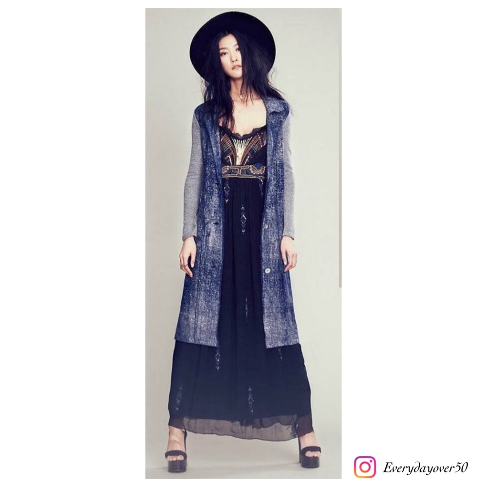 Free People Washed Indigo duster